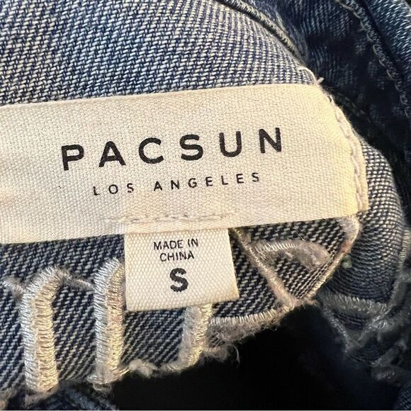 Pac Sun Los Angeles Lost Girls Embroidered Snake And Flowers Denim Vest - Picture 9 of 9